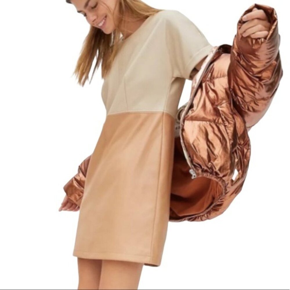 Anthropologie Avec Les Filles Andrea Faux Leather Dress Size Small NWOT